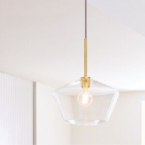 GLOBE NWT sculptural geo pendant -antique brass/clear -8”